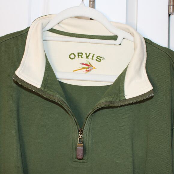 ORVIS Quarter Zip Pullover Green Sweater | XL - Picture 2 of 6